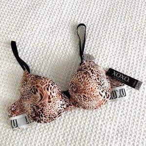 XOXO Intimates Sexy Push-up Bra Size 34B Cheetah Print Glam Wild Maximalist New